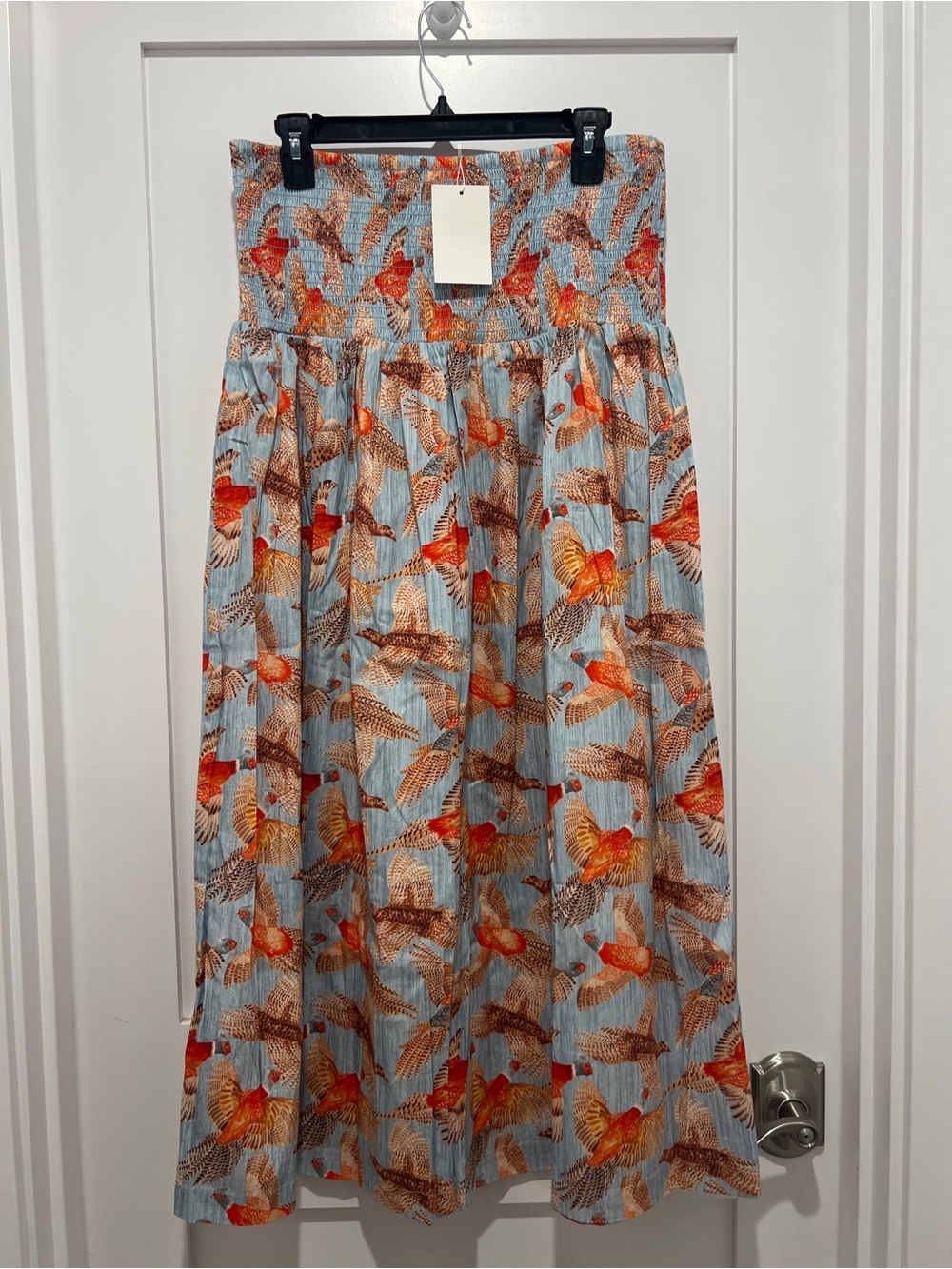 Holly Shae Dress/ Betsy Skirt with Orange Bird Smocked Waist L/XL